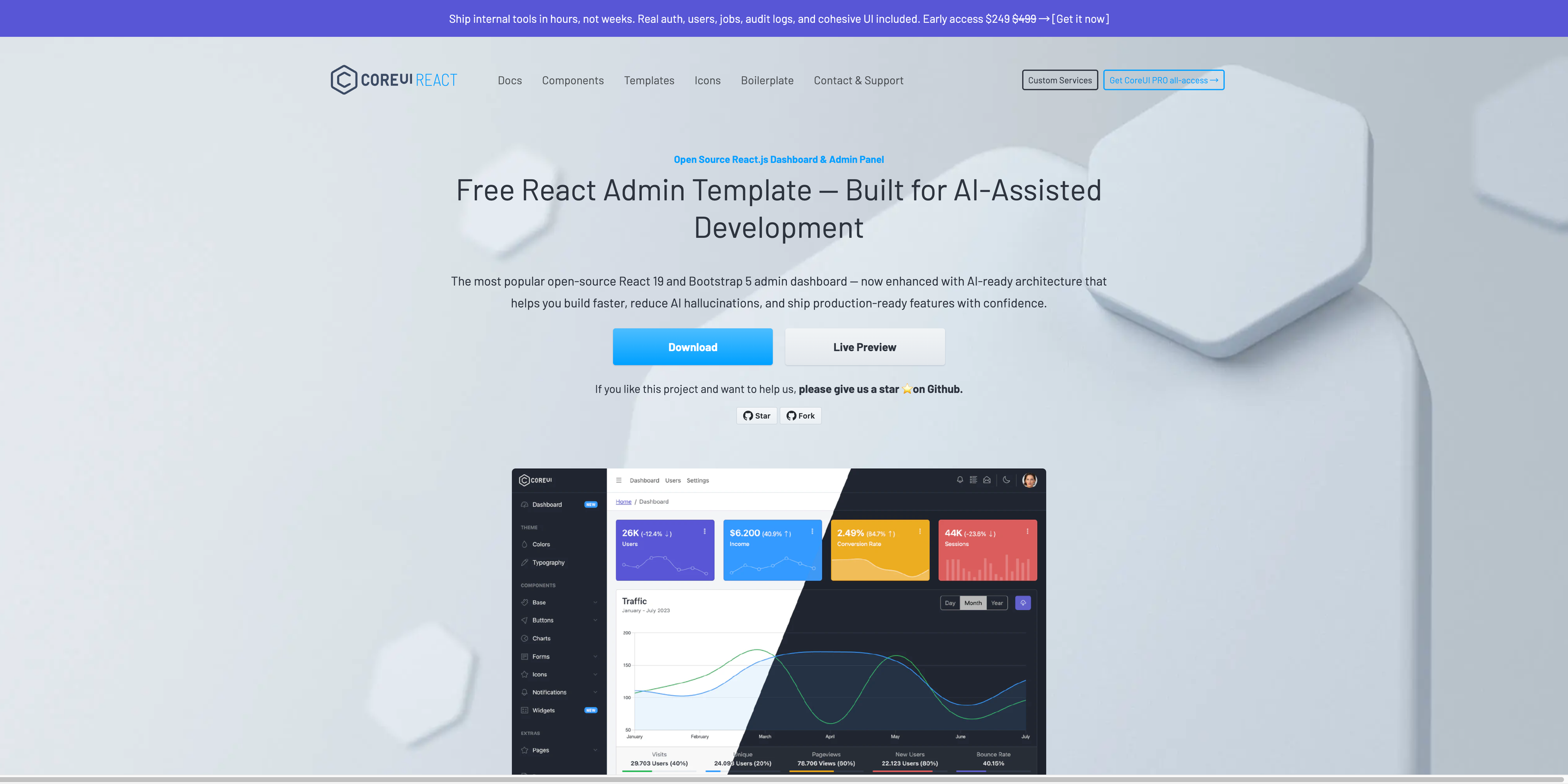 CoreUI React Admin Template preview